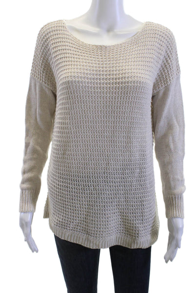 Joie Women Pullover Sweater Beige 100% Cotton Long Sleeve Round Neck Size M