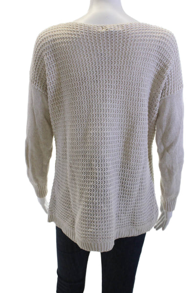 Joie Women Pullover Sweater Beige 100% Cotton Long Sleeve Round Neck Size M
