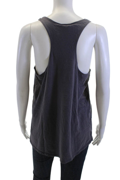 Karl Lagerfeld Women Sleeveless Round Neck Tank Dark Gray Graphic Cotton Size M