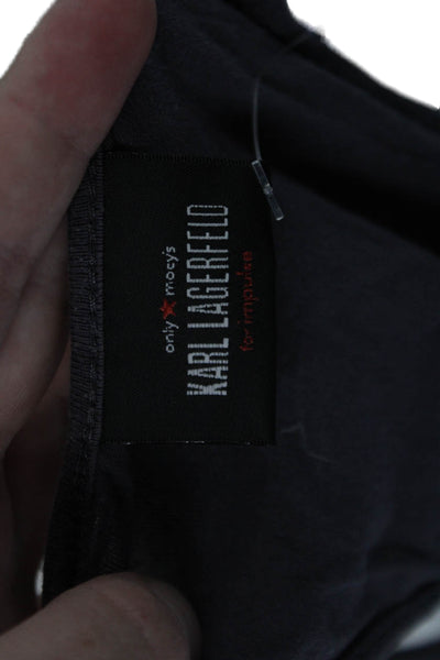 Karl Lagerfeld Women Sleeveless Round Neck Tank Dark Gray Graphic Cotton Size M