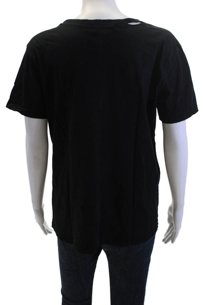 Philanthropy Women Basic Black Crew Neck Short Sleeve T-Shirt 100% Cotton Size L