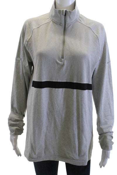 Nike Unisex Pullover Mock Neck Zip Gray Long Sleeve Sports Sweatshirt Size L