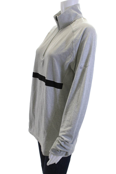 Nike Unisex Pullover Mock Neck Zip Gray Long Sleeve Sports Sweatshirt Size L