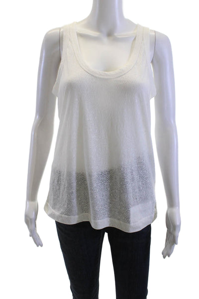 Zadig & Voltaire Women Basic White Sleeveless Tank Polyester Cotton Size M