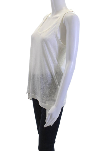 Zadig & Voltaire Women Basic White Sleeveless Tank Polyester Cotton Size M