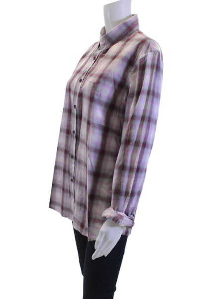 Joes Jeans Womens Purple Plaid Collared Cotton Long Sleeve Button-Up 90s Size M