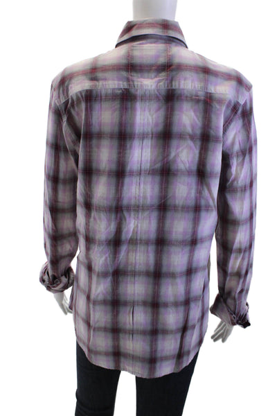 Joes Jeans Womens Purple Plaid Collared Cotton Long Sleeve Button-Up 90s Size M