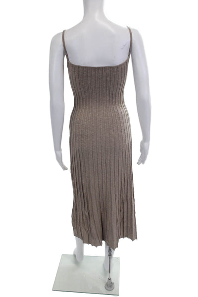 L'Academie Women Brown Striped Square Neck Sleeveless Slip Dress Size S