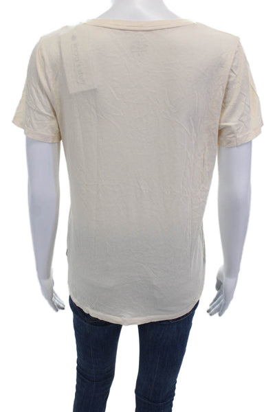 J Crew Women Jersey V-Neck Short Sleeve T-Shirt Beige 100% Cotton Size M