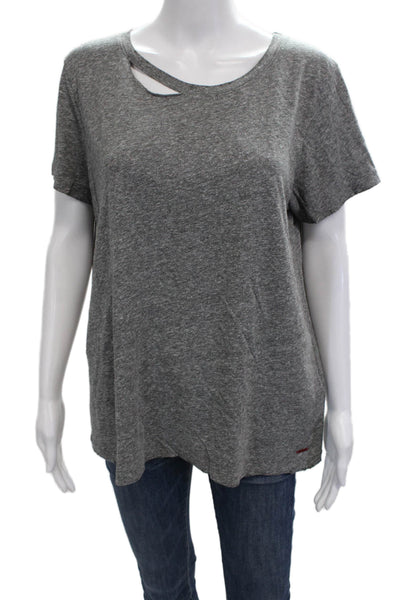 Philanthropy Womens Basic Jersey Gray Short Sleeve T Shirt Size L