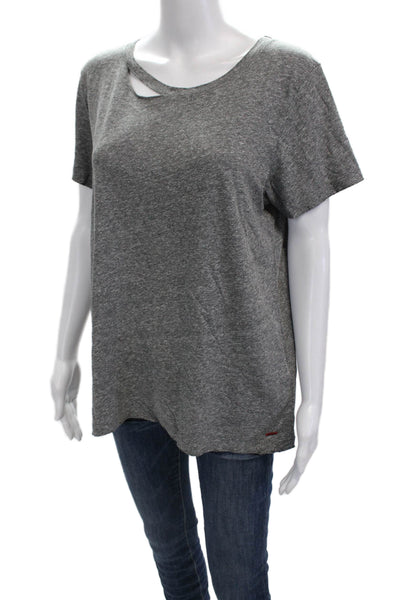 Philanthropy Womens Basic Jersey Gray Short Sleeve T Shirt Size L