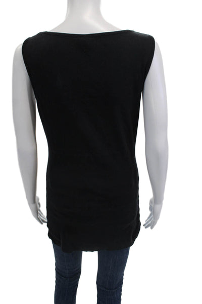 Sweaty Betty Women Basic Black Sleeveless Tank Cotton Blend Round Neck Size L
