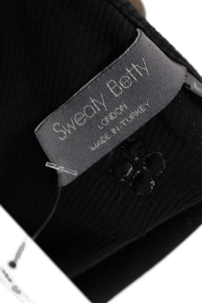 Sweaty Betty Women Basic Black Sleeveless Tank Cotton Blend Round Neck Size L