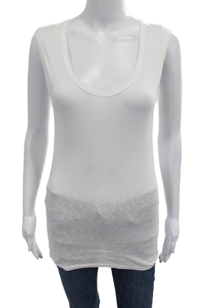 Michael Stars Women Basic Sleeveless White Tank Round Neck Size One Size