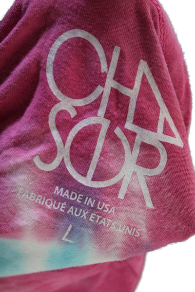 Chaser Unisex Basic Jersey T-Shirt Pink Cotton Crew Neck Short Sleeve Size L