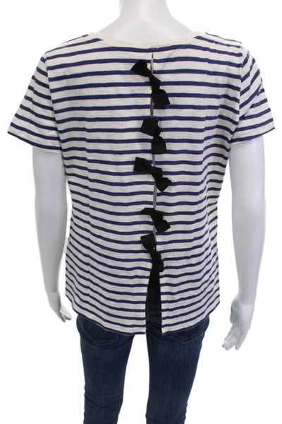 Claudie Pierlot Womens Jersey White Striped Tie Short Sleeve Tee Size 3