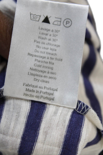 Claudie Pierlot Womens Jersey White Striped Tie Short Sleeve Tee Size 3