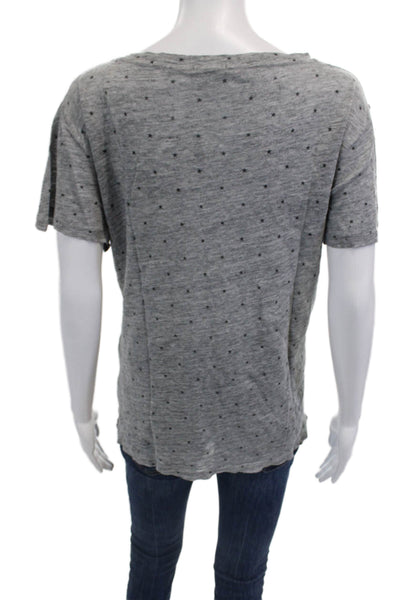 Rails Women V-Neck Short Sleeve Stars Basic T-Shirt Gray Pima Cotton Size M