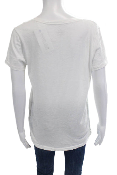 J Crew Women Basic Jersey V-Neck Short Sleeve Cotton T-Shirt White Size M