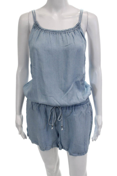 Splendid Womens Light Blue Tencel Romper Sleeveless Round Neck Size L