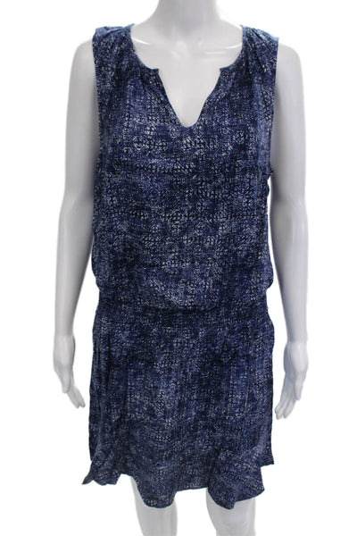 Soft Joie Women Blouson Tank Dress V-Neck Sleeveless Dark Blue Bohemian Size L