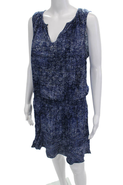 Soft Joie Women Blouson Tank Dress V-Neck Sleeveless Dark Blue Bohemian Size L