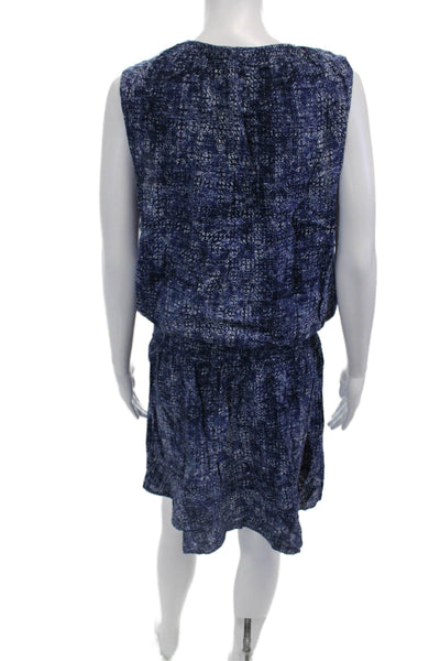 Soft Joie Women Blouson Tank Dress V-Neck Sleeveless Dark Blue Bohemian Size L