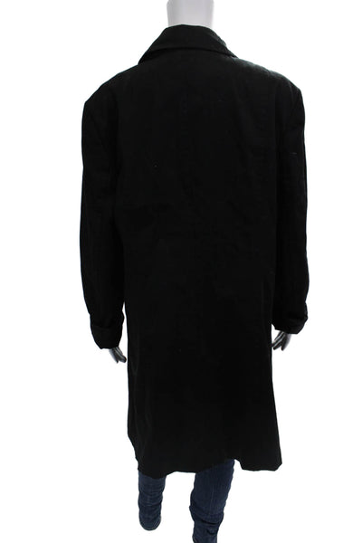 INC International Concepts Women Collared Black Overcoat Long Sleeve Size M