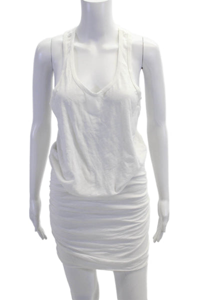 Sundry Womens Tank Knee Length V Neck White Cotton Blend Sleeveless Size 3