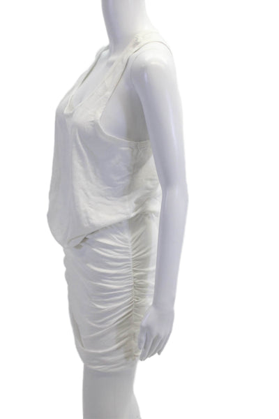 Sundry Womens Tank Knee Length V Neck White Cotton Blend Sleeveless Size 3