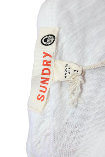 Sundry Womens Tank Knee Length V Neck White Cotton Blend Sleeveless Size 3