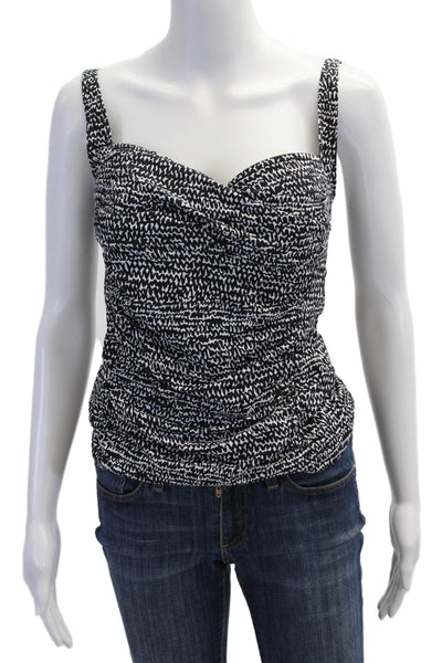 La Blanca Womens Camisole Swim Geometric Square Neck Black Buckle Size 10