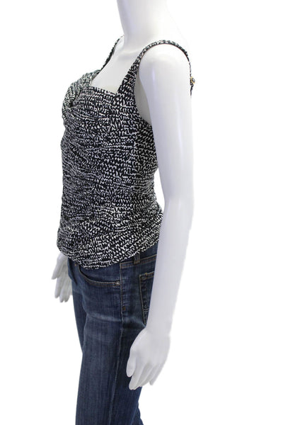 La Blanca Womens Camisole Swim Geometric Square Neck Black Buckle Size 10