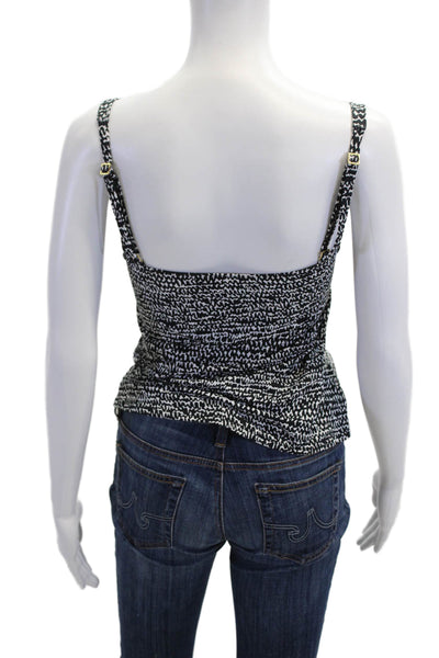 La Blanca Womens Camisole Swim Geometric Square Neck Black Buckle Size 10