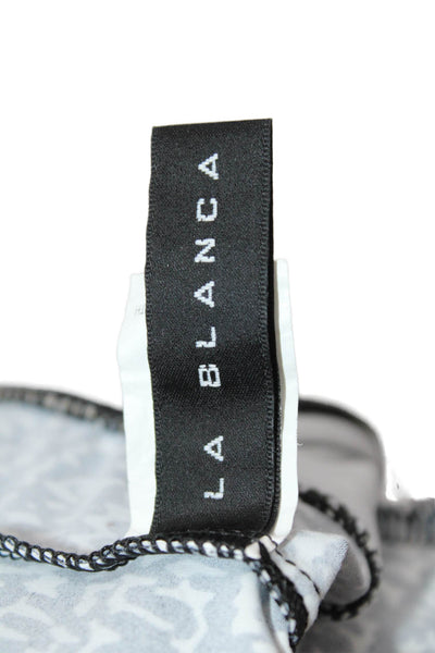 La Blanca Womens Camisole Swim Geometric Square Neck Black Buckle Size 10