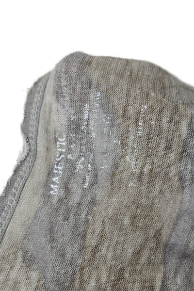 Majestic Filatures Womens Tank Camo Linen Silk Round Neck Size 2