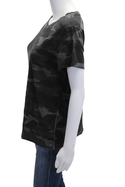 Athleta Womens Black Camouflage Cotton Basic T-Shirt Short Sleeve Size L