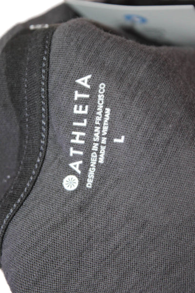 Athleta Womens Black Camouflage Cotton Basic T-Shirt Short Sleeve Size L