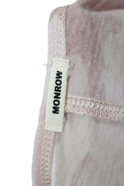 Monrow Womens Sleeveless Jersey Tank Beige Camouflage Cotton Round Neck Size M
