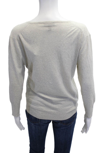 J Crew Womens Pullover Merino Wool V Neck Long Sleeve Beige Sweater Size M