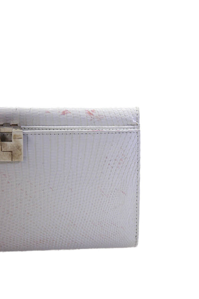 Lambertson Truex Womens Lizard Card Slot Detail Long Wallet White