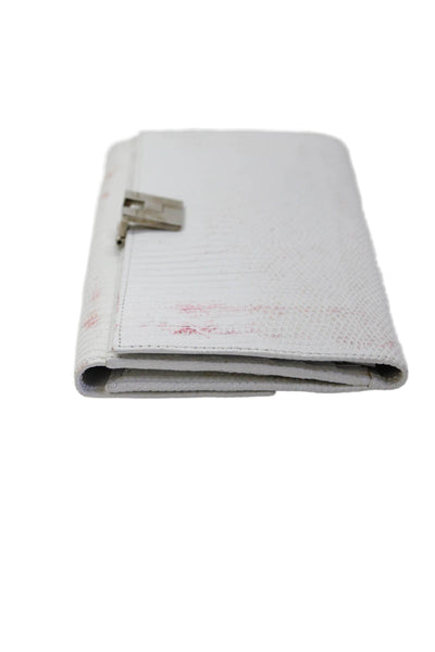 Lambertson Truex Womens Lizard Card Slot Detail Long Wallet White