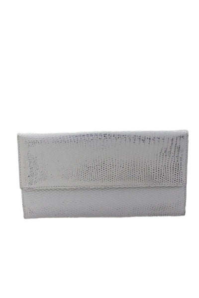 Lambertson Truex Womens Lizard Card Slot Detail Long Wallet White