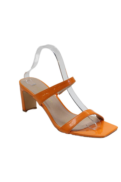 Chinese Laundry Womens Strappy Square Toe Slip On Heels Orange Size 9.5
