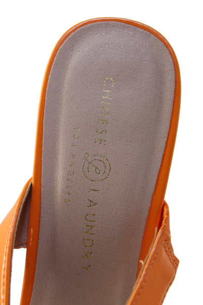 Chinese Laundry Womens Strappy Square Toe Slip On Heels Orange Size 9.5