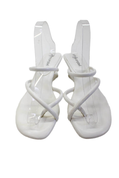 Jeffrey Campbell Womens Strappy Square Toe Abstract Wedge Heels White Size 8