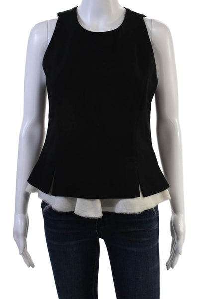 Elizabeth & James Women Black Tank Round Neck Zip Triacetate Blend Size S