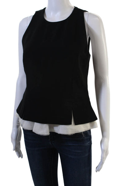 Elizabeth & James Women Black Tank Round Neck Zip Triacetate Blend Size S