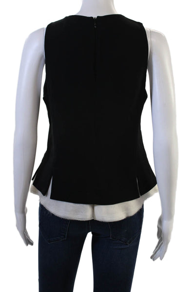 Elizabeth & James Women Black Tank Round Neck Zip Triacetate Blend Size S