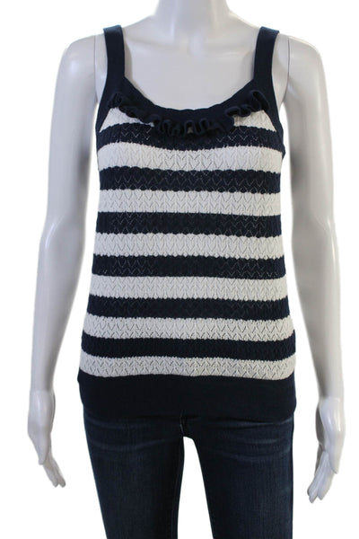 &Isla Women Striped Square Neck Cotton Camisole Dark Blue Petite Size S